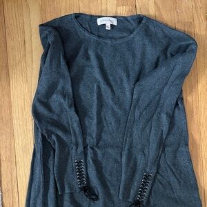 Philosophy Charcoal Lace-Up Cuff Crewneck Sweatshirt